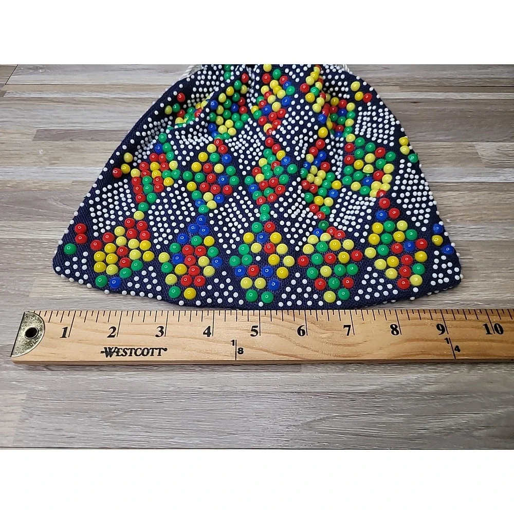 Vintage Retro Purse Candy Button Beads Multicolor Pouch Purse Festival Summer‎